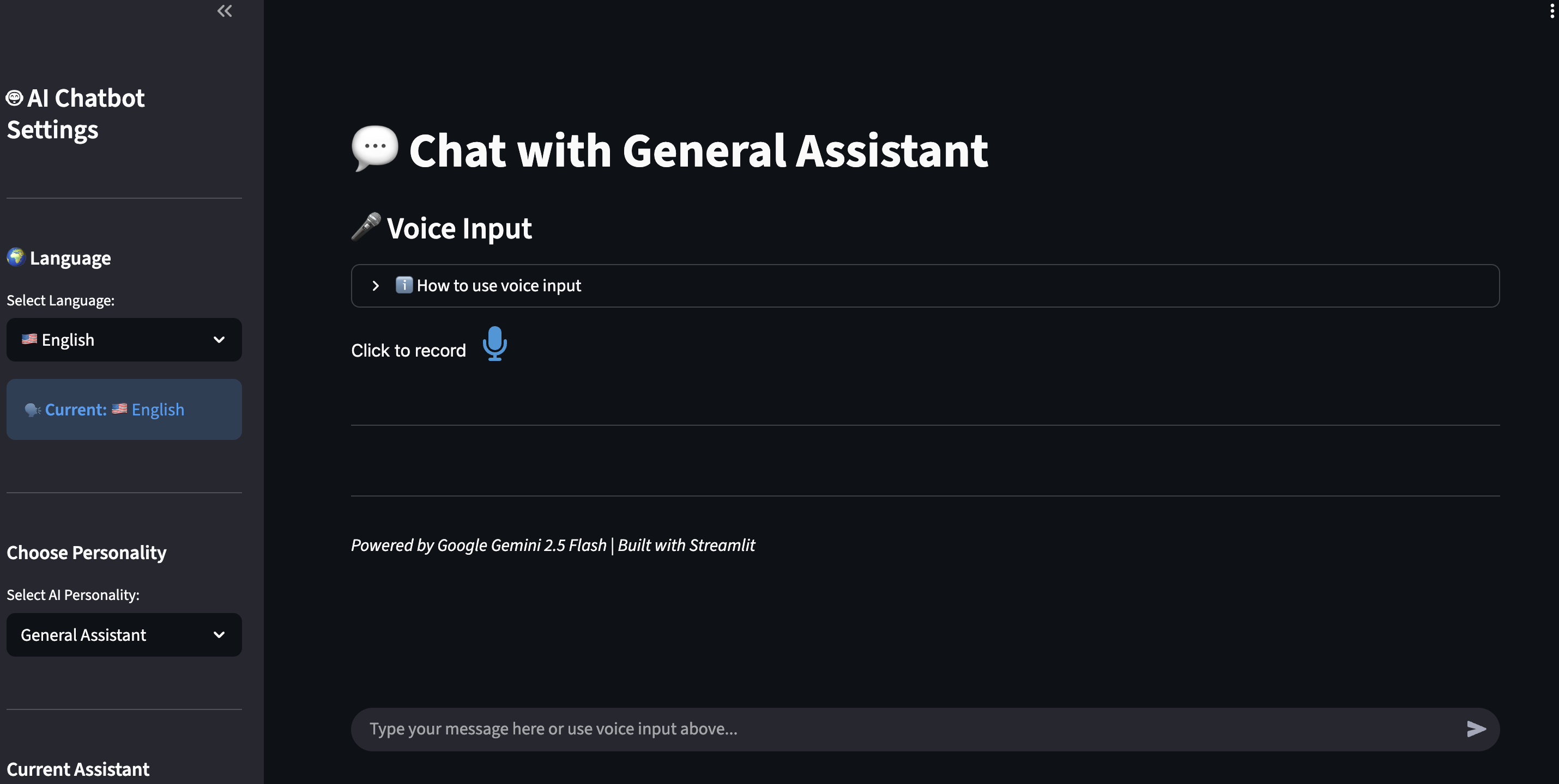 Voice AI Assistant Screenshot